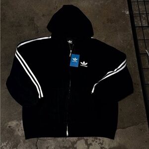 Adidas X Balenciaga black white striped zip up hoodie brand new with tag medium